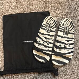 Dolce & Gabbana Zebra Print Slides - Black and White